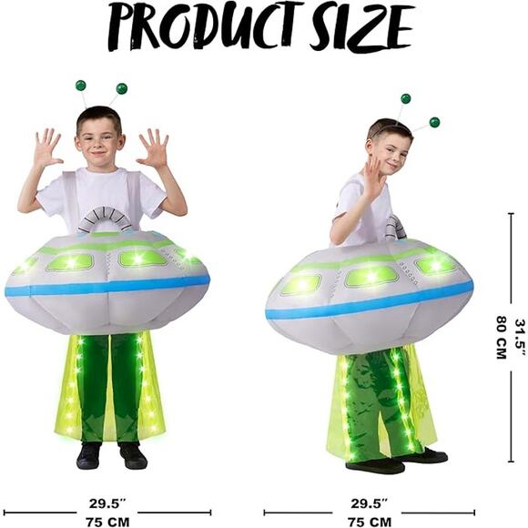 Inflatable Costume Spooktacular Creations Light-Up Spaceship Kids size 7-10 Yrs - Picture 4 of 5